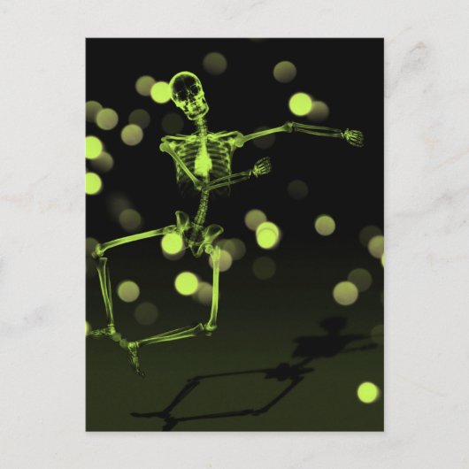 Carte Postale Dancing X-Ray Skeleton - Lime Green (Devant)