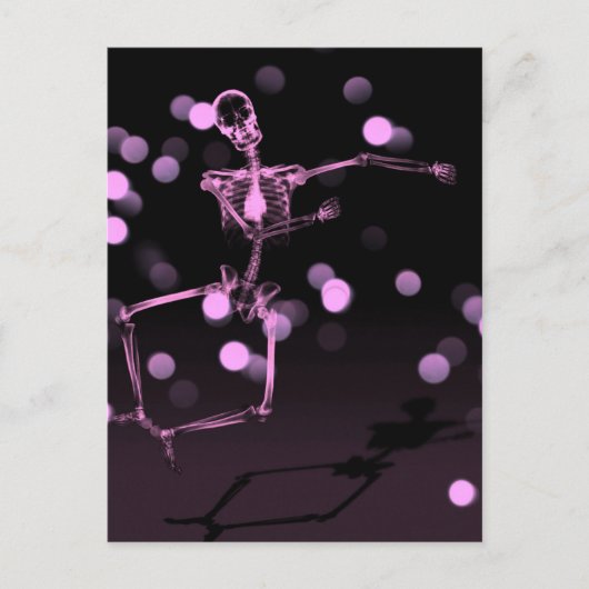 Carte Postale Dancing X-Ray Skeleton - Rose (Devant)