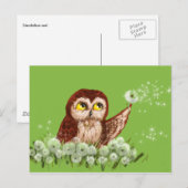 Carte Postale Dandelion de chouette de scie (Devant / Derrière)
