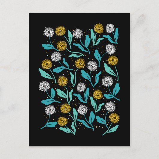 Carte Postale Dandelion de printemps Fleurs et design Feuille (Devant)