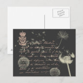 Carte postale Dandelion écriture vintage (Devant / Derrière)