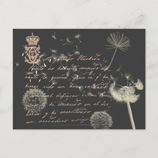 Carte postale Dandelion écriture vintage (Devant)