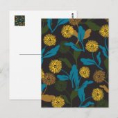 Carte Postale Dandelion motif floral noir ver (Devant / Derrière)