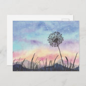 Carte Postale Dandelion peinture aquarelle (Devant / Derrière)