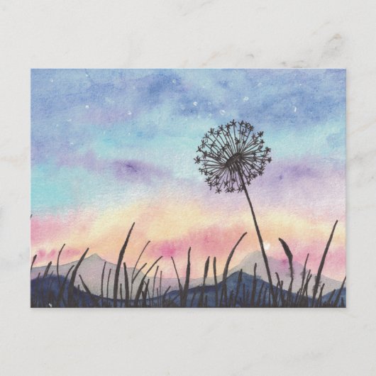 Carte Postale Dandelion peinture aquarelle (Devant)
