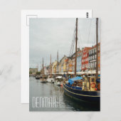 Carte Postale Danemark, Bateaux de rue de Nyhavn (Devant / Derrière)