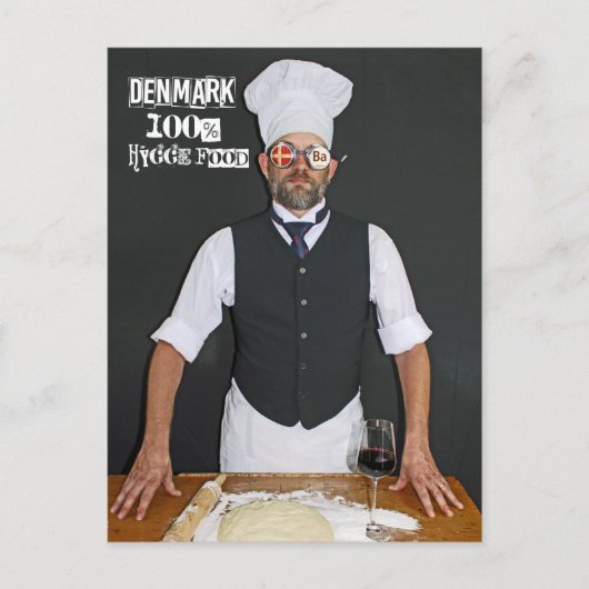 Carte Postale Danemark cool 100% hygge-cosy nourriture! (Devant)