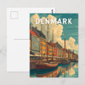Carte Postale Danemark Illustration Voyage Art Vintage (Devant / Derrière)