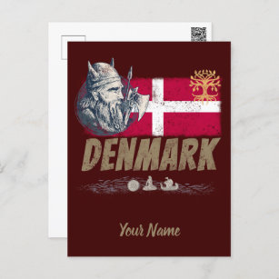 Carte Postale Danemark pavillon vintage viking et navire souveni