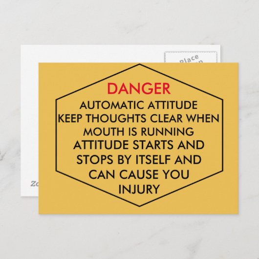 CARTE POSTALE DANGER (Devant / Derrière)