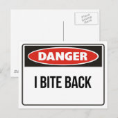 Carte Postale Danger - Je Me Bite De Retour (Devant / Derrière)