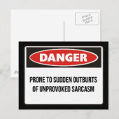 Carte Postale Danger - Sarcasme sans provocation (Devant / Derrière)