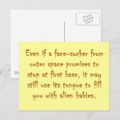 Carte Postale Dangers des rencontres en ligne (un alien) (Devant / Derrière)