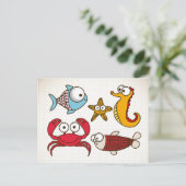 Carte postale d'animaux marins vintage (Debout devant)