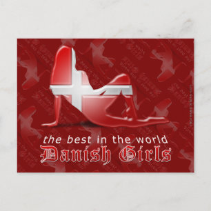 Carte Postale Danish Girl Silhouette Flag