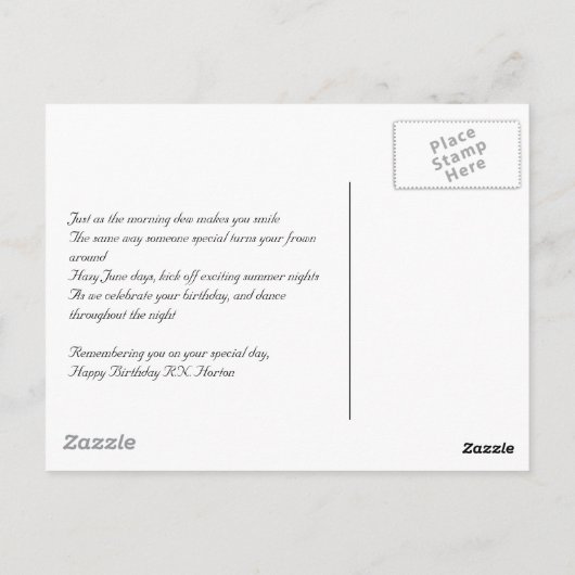 Carte postale d'anniversaire (Dos)