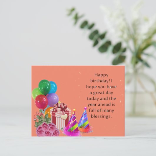 Carte postale d'anniversaire (Debout devant)