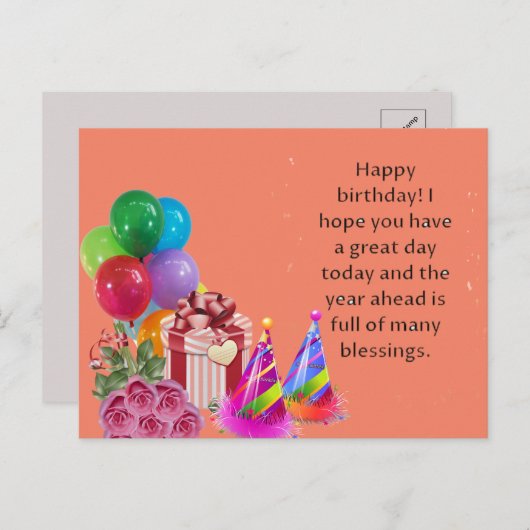 Carte postale d'anniversaire (Devant / Derrière)