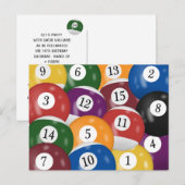 Carte postale d'anniversaire 14 ans Billiard Balls (Devant / Derrière)
