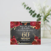 Carte postale d'anniversaire 60 ans Red Roses Enre (Debout devant)
