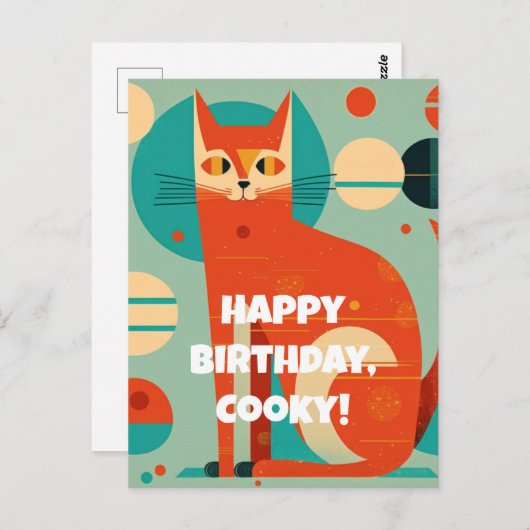 Carte postale d'anniversaire Abstraite de chats du (Devant / Derrière)