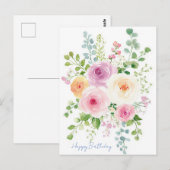 Carte postale d'anniversaire aquarelle (Devant / Derrière)