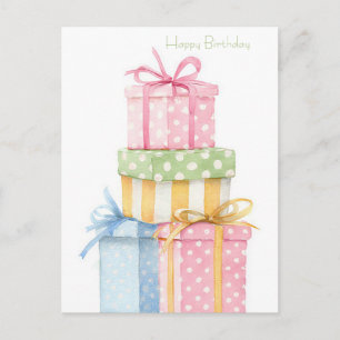 Carte postale d'anniversaire aquarelle