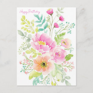 Carte postale d'anniversaire aquarelle
