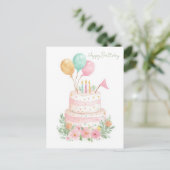 Carte postale d'anniversaire aquarelle (Debout devant)