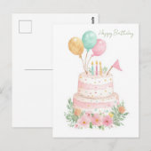 Carte postale d'anniversaire aquarelle (Devant / Derrière)
