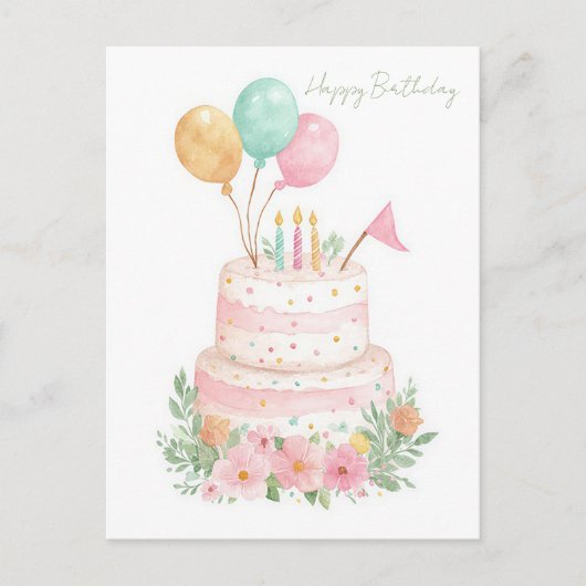 Carte postale d'anniversaire aquarelle (Devant)
