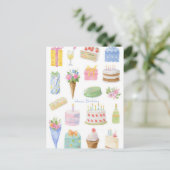 Carte postale d'anniversaire aquarelle (Debout devant)