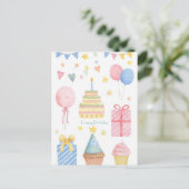 Carte postale d'anniversaire aquarelle (Debout devant)