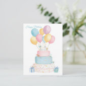 Carte postale d'anniversaire aquarelle (Debout devant)