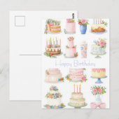 Carte postale d'anniversaire aquarelle (Devant / Derrière)