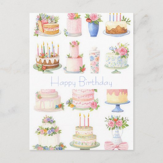 Carte postale d'anniversaire aquarelle (Devant)