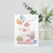 Carte postale d'anniversaire aquarelle (Debout devant)