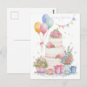 Carte postale d'anniversaire aquarelle (Devant / Derrière)