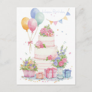 Carte postale d'anniversaire aquarelle