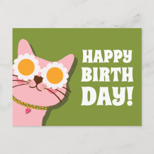 Carte postale d'Anniversaire au chat mignon