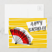 Carte postale d'anniversaire au éventail espagnol  (Devant / Derrière)