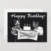 Carte postale d'anniversaire aux chats vintages (Devant / Derrière)