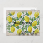 Carte postale d'anniversaire aux citrons vintage (Devant / Derrière)