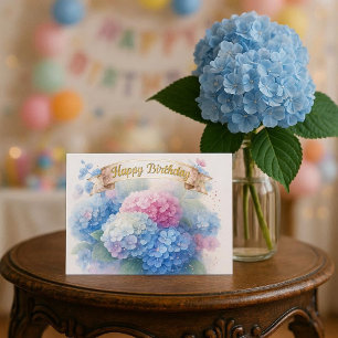 Carte postale d'anniversaire aux élégantes florais