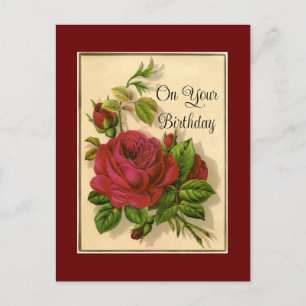 Carte postale d'anniversaire aux roses rouges