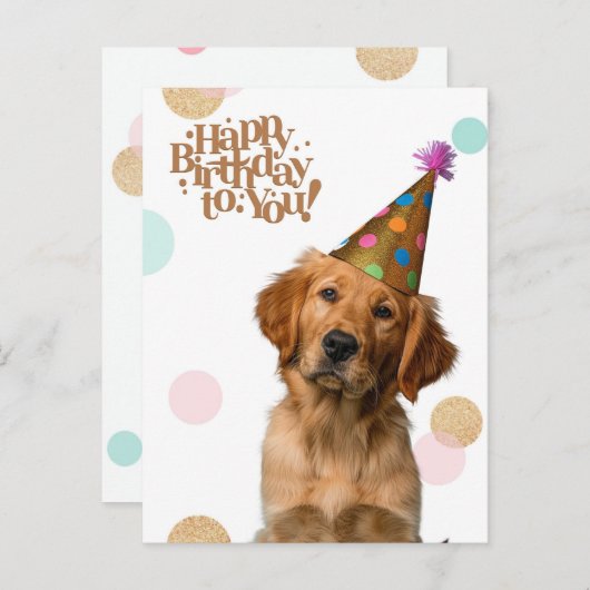 Carte postale d'anniversaire avec chiot en chapeau (Devant / Derrière)