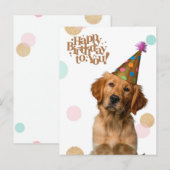 Carte postale d'anniversaire avec chiot et chapeau (Devant / Derrière)