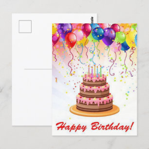 Carte postale d'anniversaire avec feux d'artifice