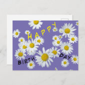 Carte postale d'anniversaire avec marguerites blan (Devant / Derrière)