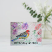 Carte postale d'anniversaire avec perroquet de Ros (Debout devant)